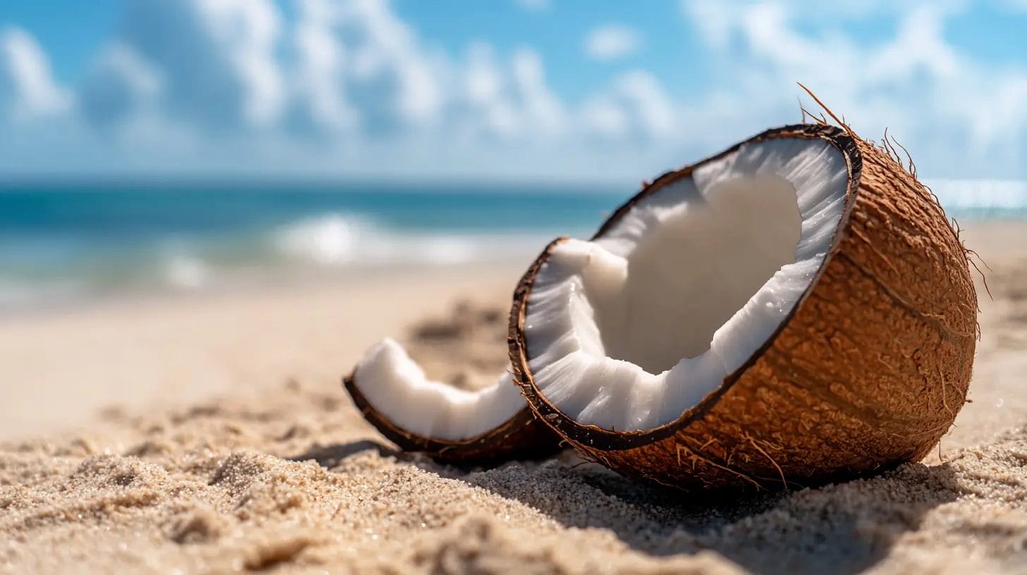 Coconut on a tropical beach